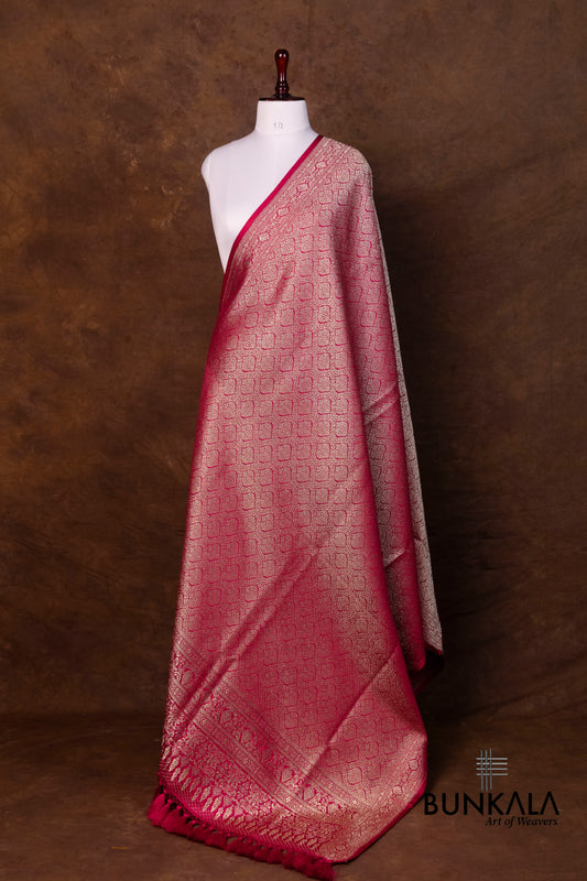 Beetroot Mashru Silk Brocade Weaved Banarasi Dupatta
