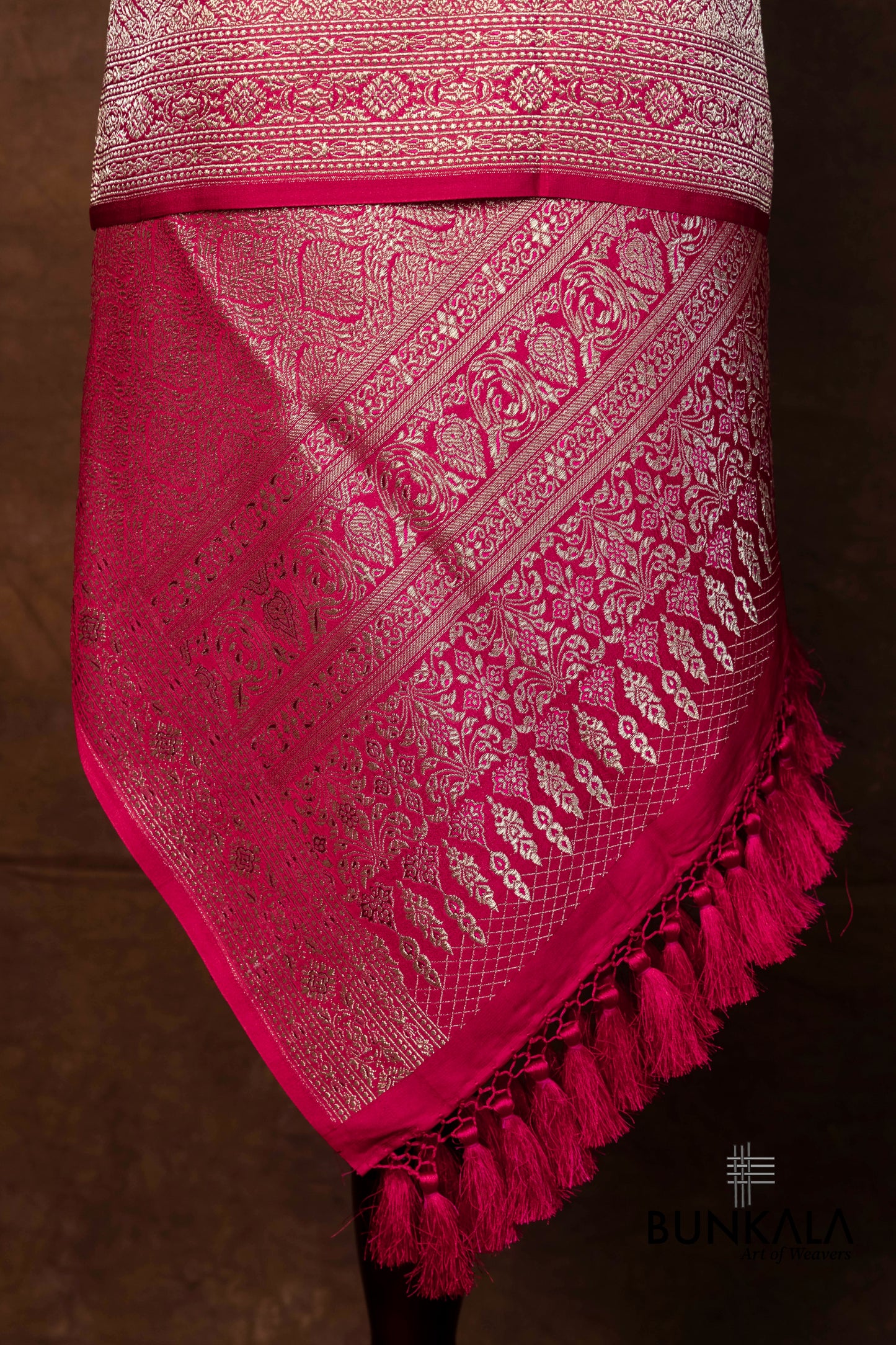 Beetroot Mashru Silk Brocade Weaved Banarasi Dupatta