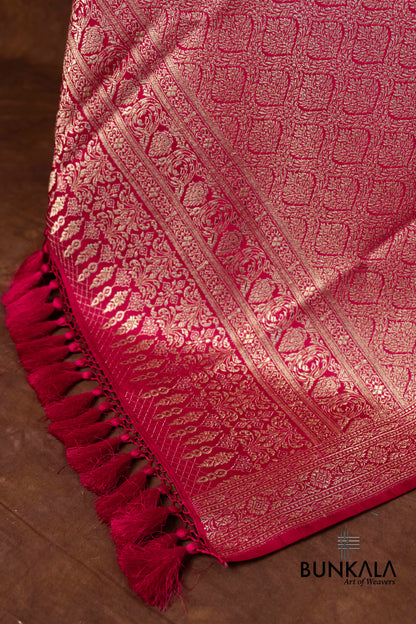 Beetroot Mashru Silk Brocade Weaved Banarasi Dupatta
