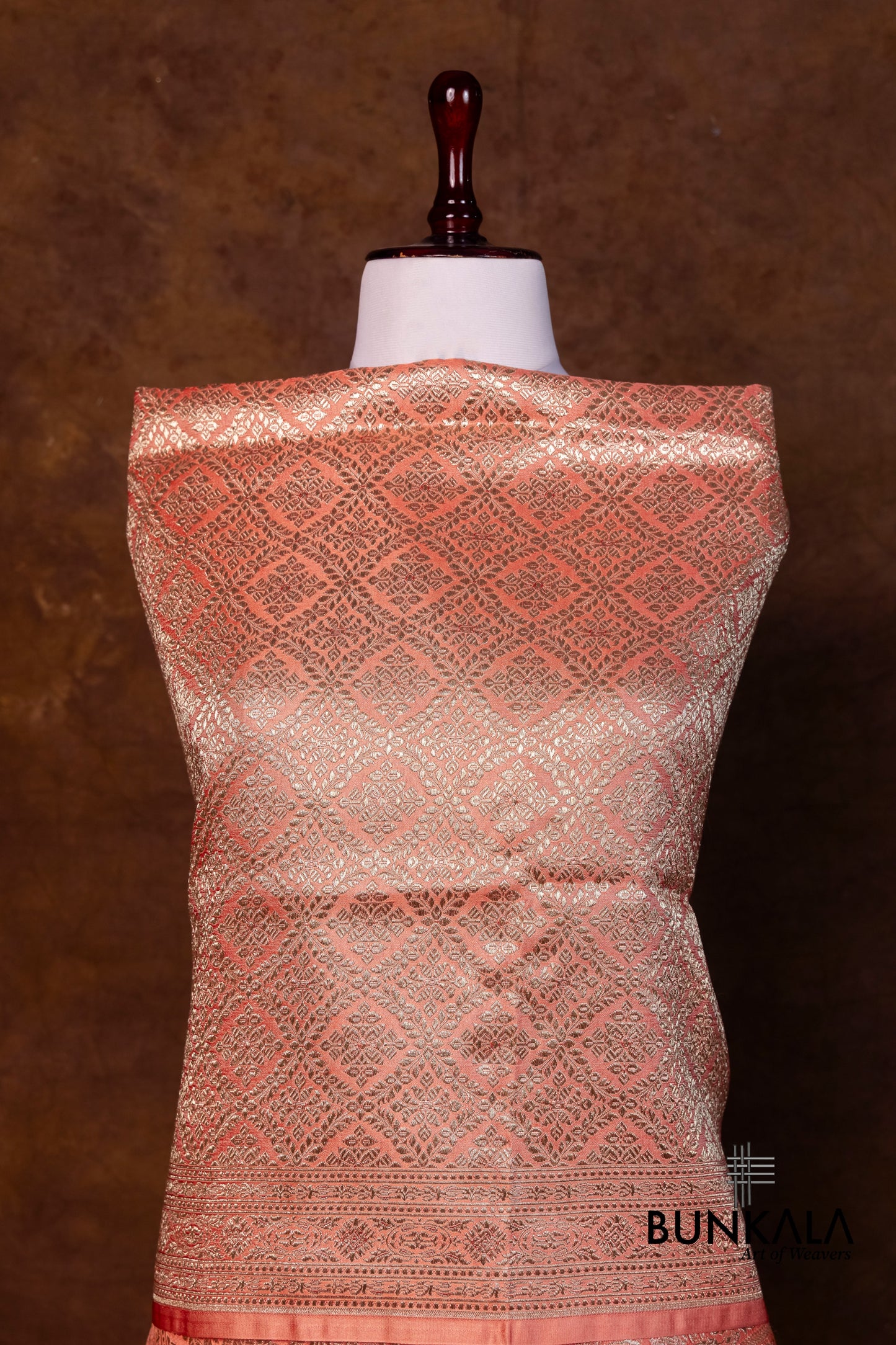 Pastel Peach Mashru Silk Brocade Weaved Banarasi Dupatta