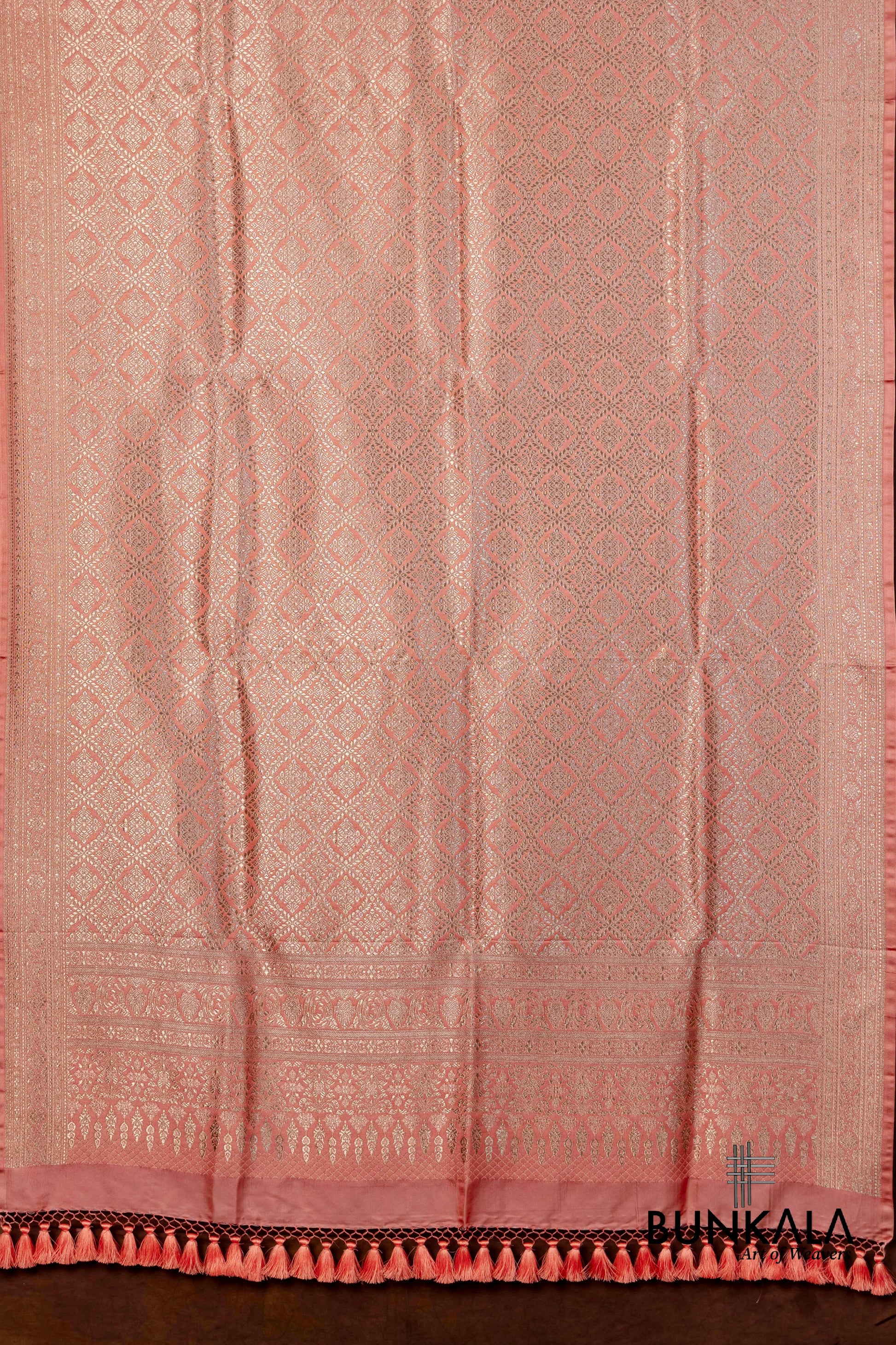 Pastel Peach Mashru Silk Brocade Weaved Banarasi Dupatta