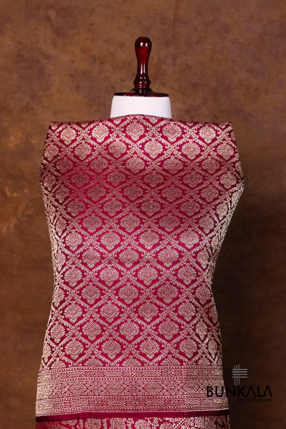 Burgundy Maroon Mashru Silk Brocade Weaved Banarasi Dupatta