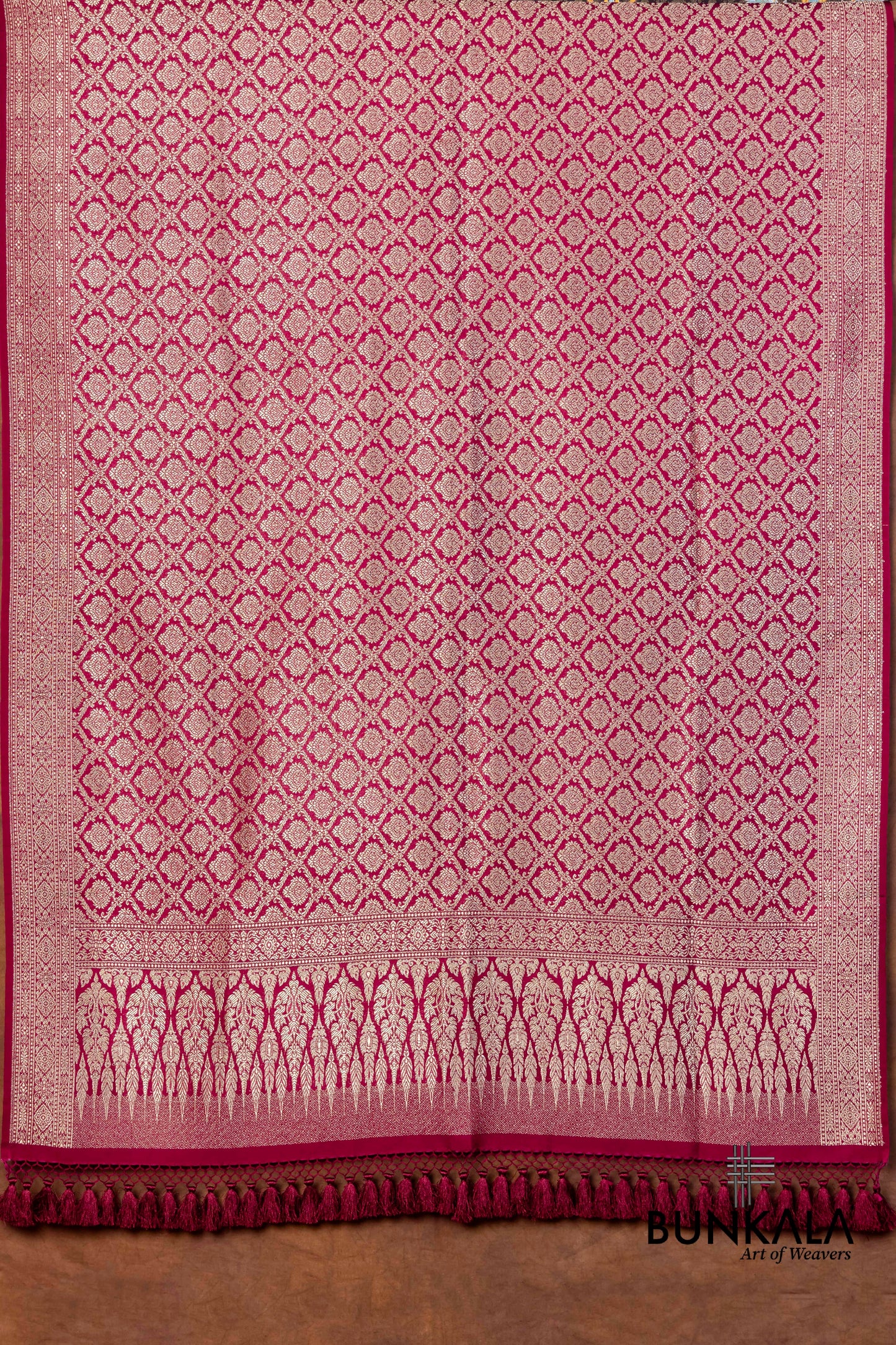 Burgundy Maroon Mashru Silk Brocade Weaved Banarasi Dupatta