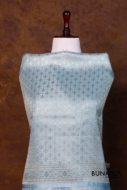 Sky Blue Mashru Silk Brocade Weaved Banarasi Dupatta