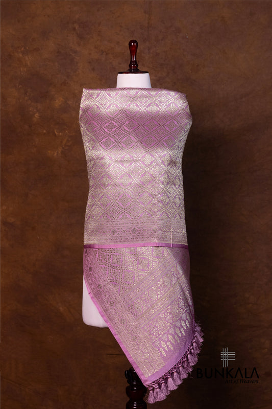 Lavender Mashru Silk Brocade Weaved Banarasi Dupatta