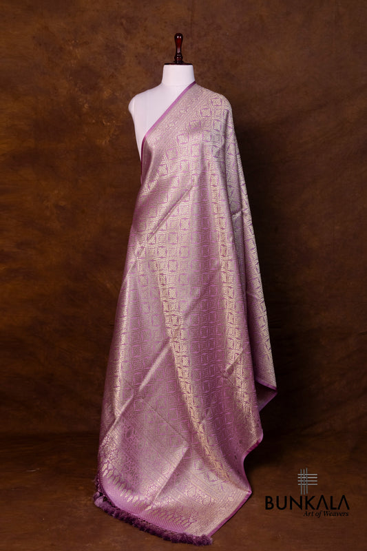 Lavender Mashru Silk Brocade Weaved Banarasi Dupatta