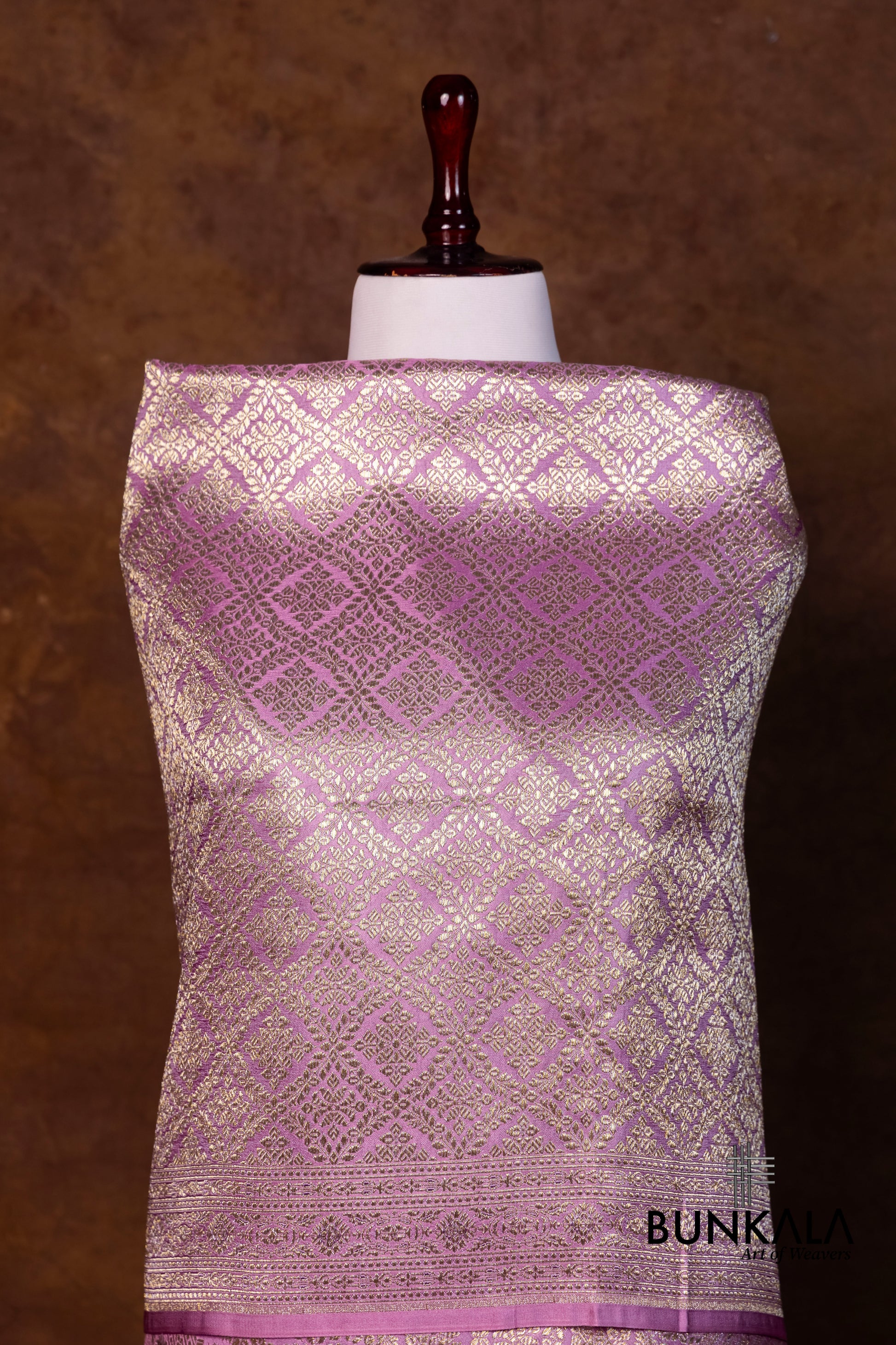 Lavender Mashru Silk Brocade Weaved Banarasi Dupatta