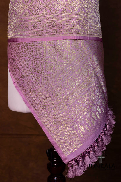 Lavender Mashru Silk Brocade Weaved Banarasi Dupatta