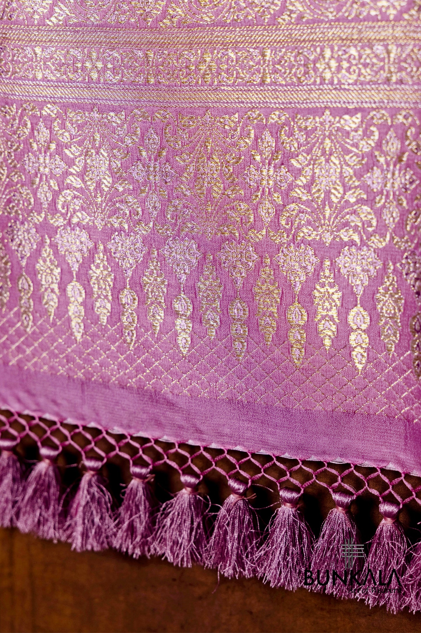 Lavender Mashru Silk Brocade Weaved Banarasi Dupatta
