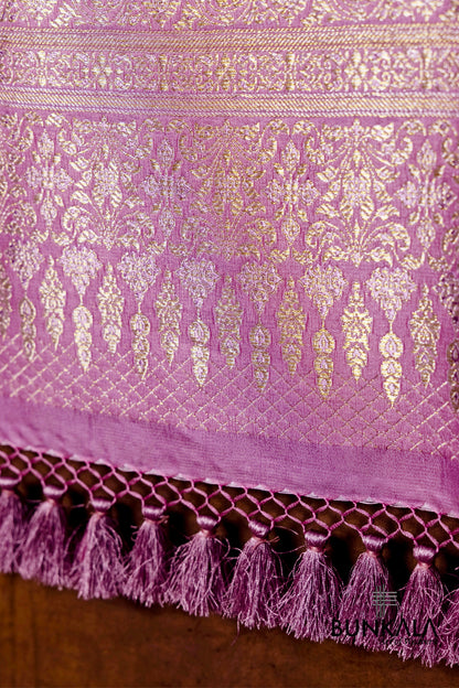 Lavender Mashru Silk Brocade Weaved Banarasi Dupatta