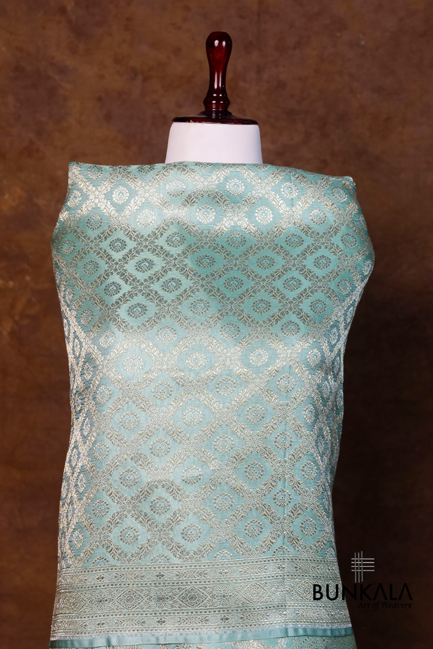 Ice Blue Mashru Silk Brocade Weaved Banarasi Dupatta