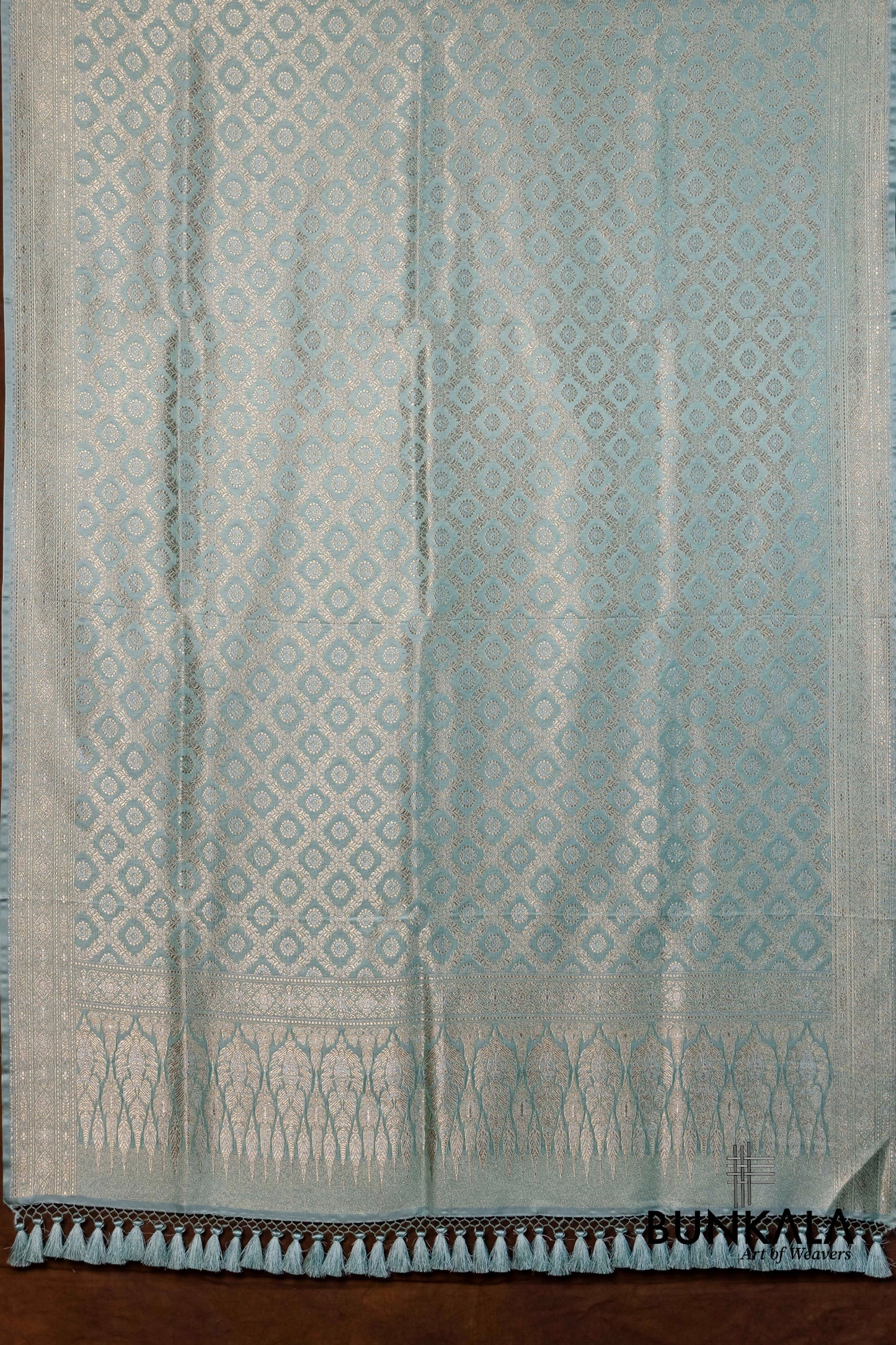 Ice Blue Mashru Silk Brocade Weaved Banarasi Dupatta