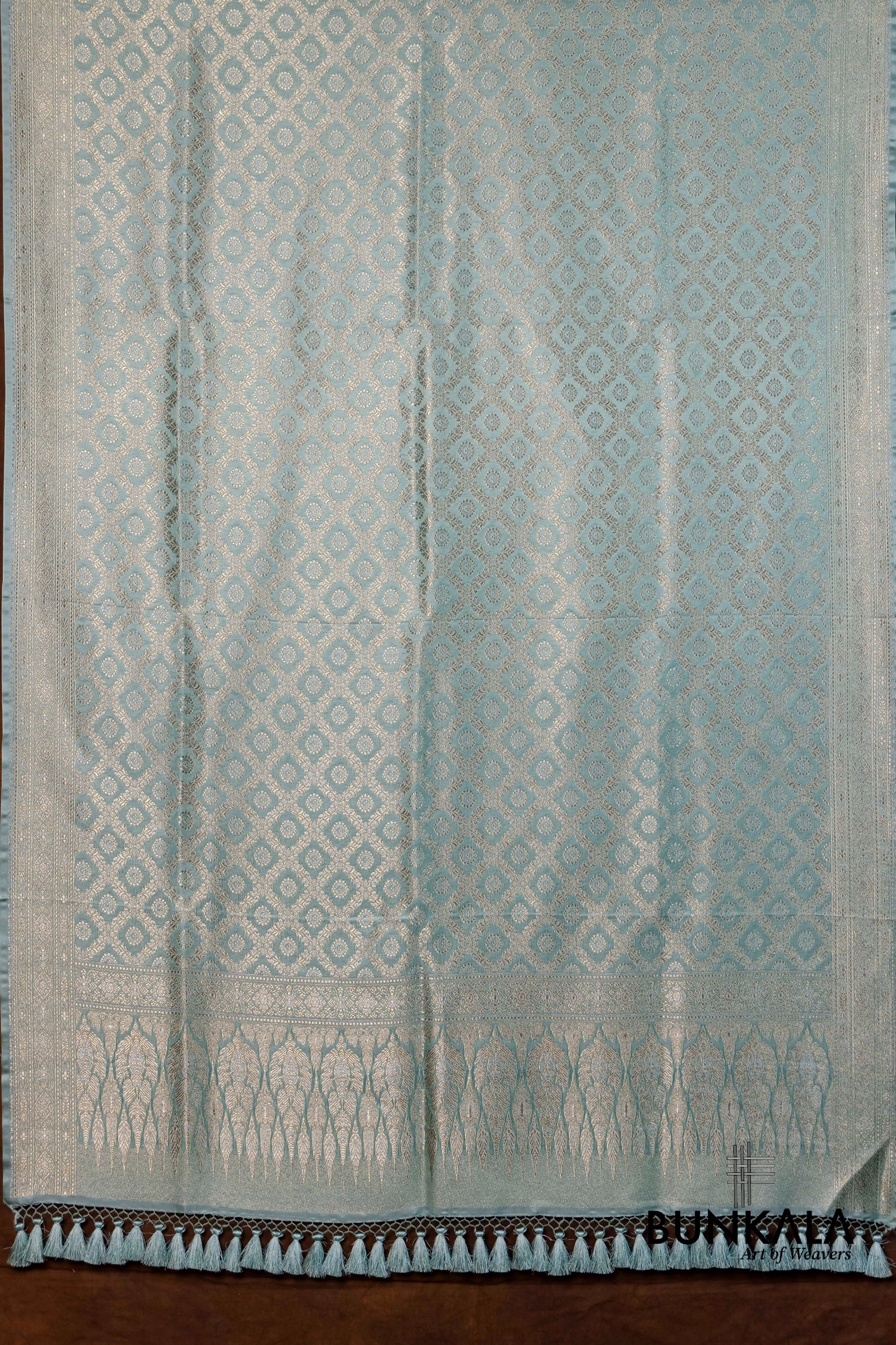 Ice Blue Mashru Silk Brocade Weaved Banarasi Dupatta