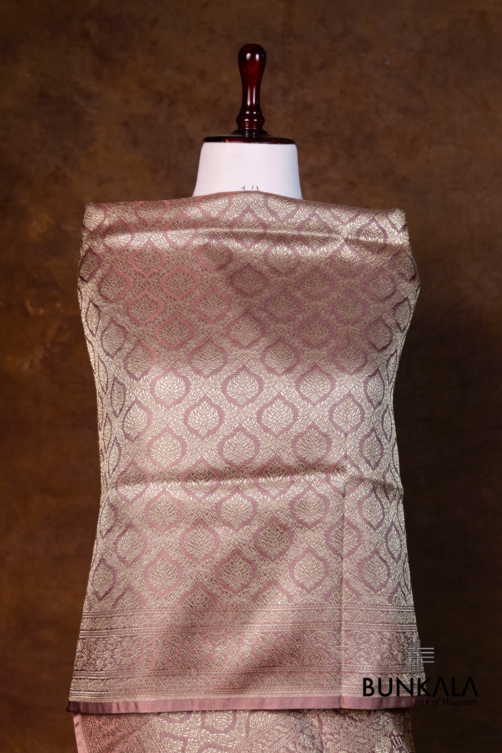 Pastel Brown Mashru Silk Brocade Weaved Banarasi Dupatta