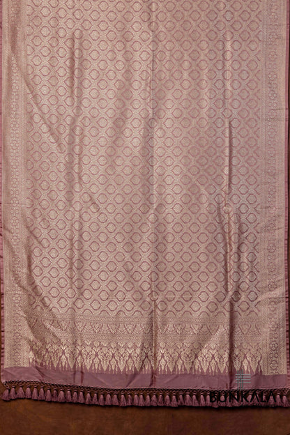 Pastel Brown Mashru Silk Brocade Weaved Banarasi Dupatta