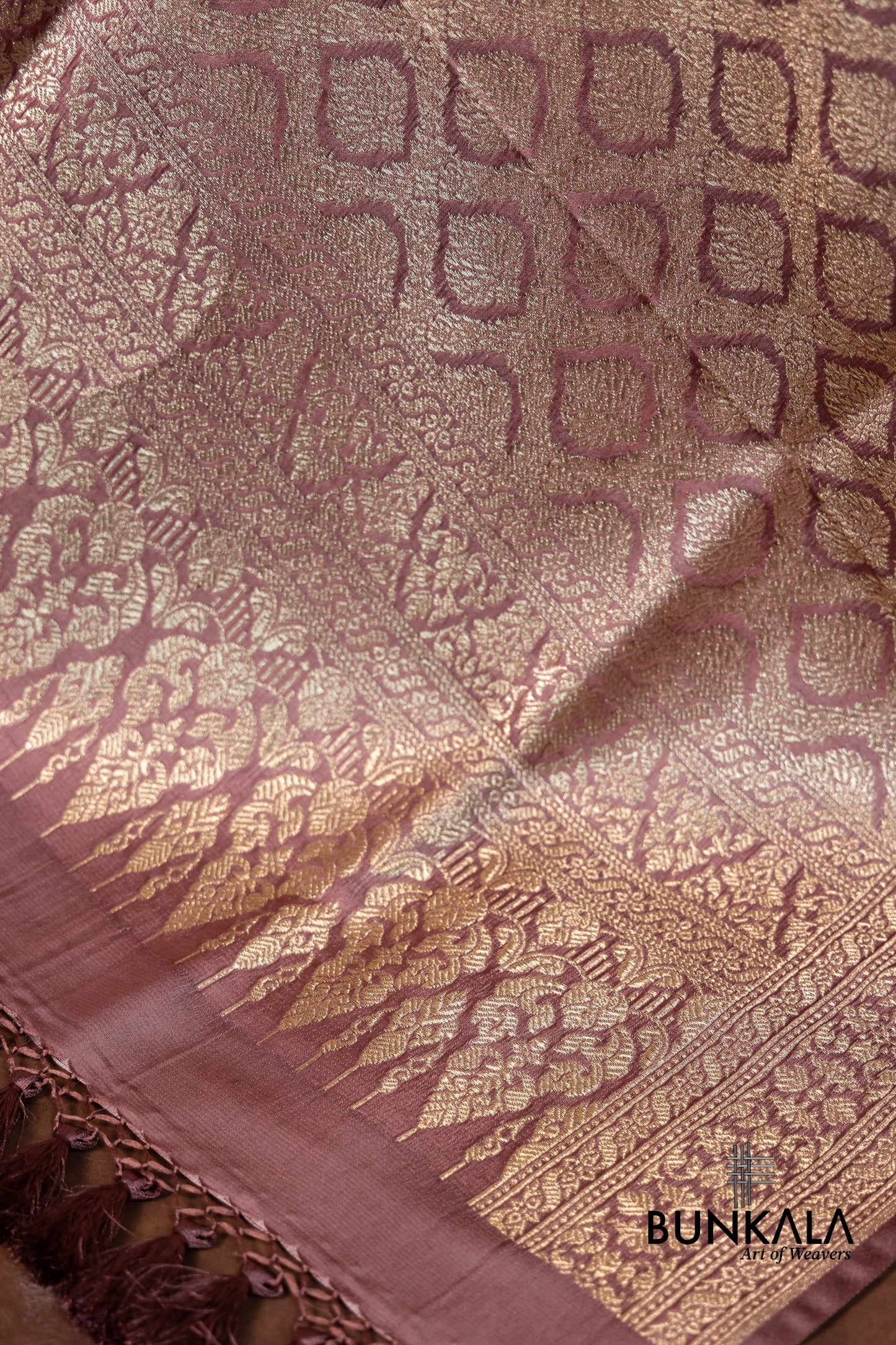 Pastel Brown Mashru Silk Brocade Weaved Banarasi Dupatta