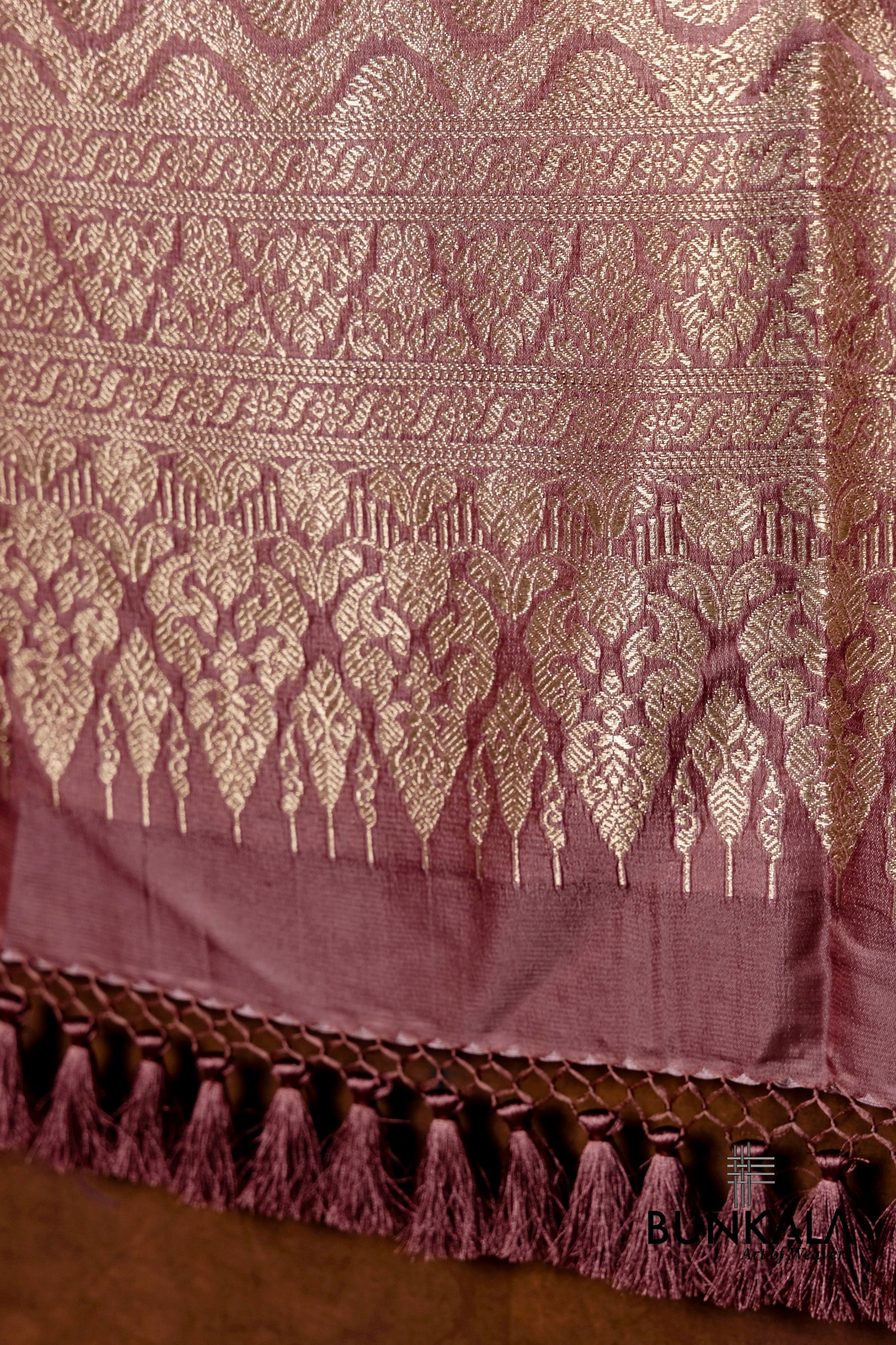 Pastel Brown Mashru Silk Brocade Weaved Banarasi Dupatta