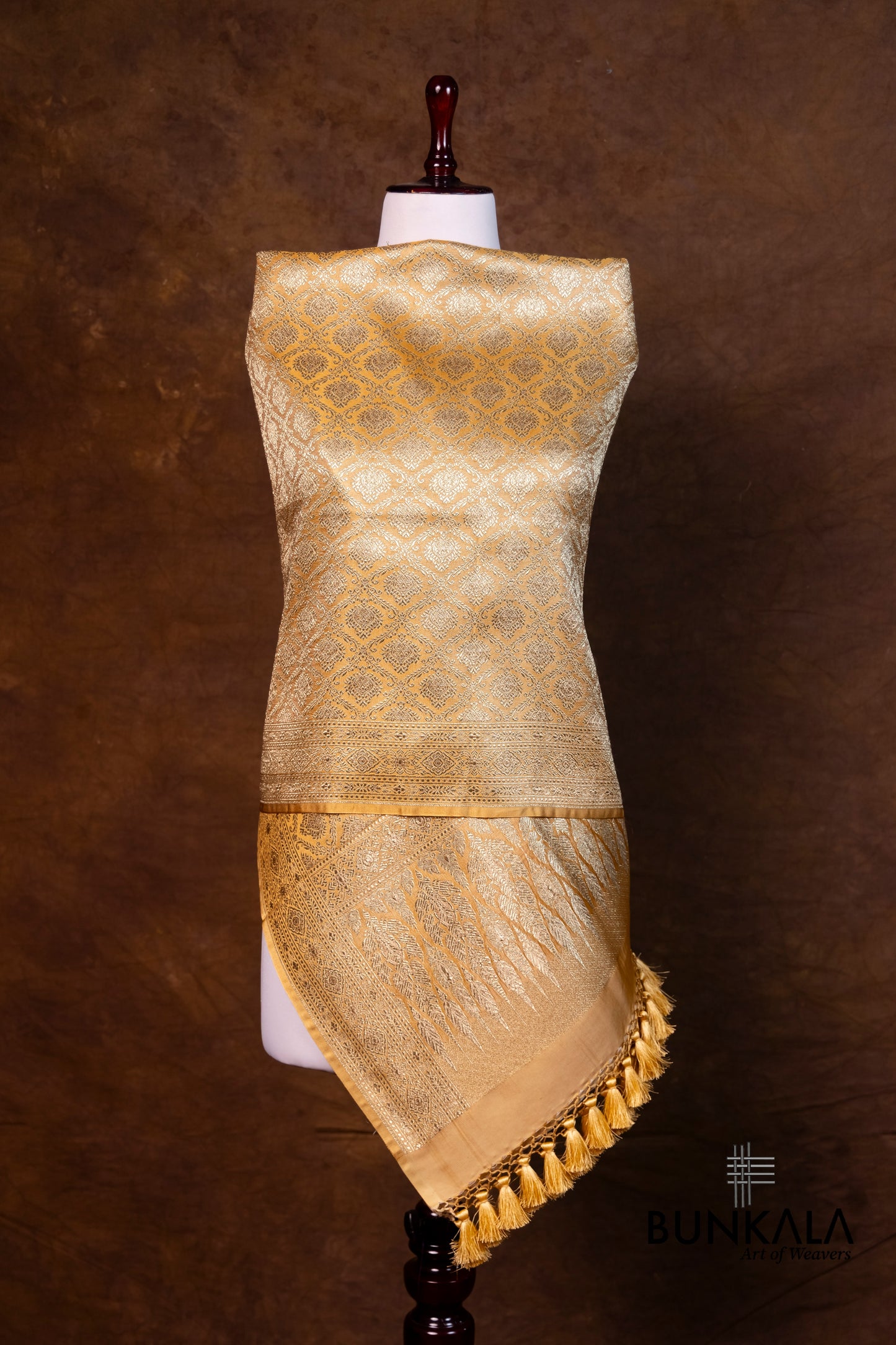 Pastel Yellow Mashru Silk Brocade Weaved Banarasi Dupatta