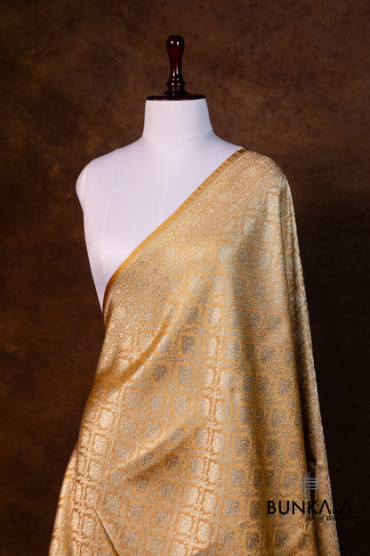 Pastel Yellow Mashru Silk Brocade Weaved Banarasi Dupatta
