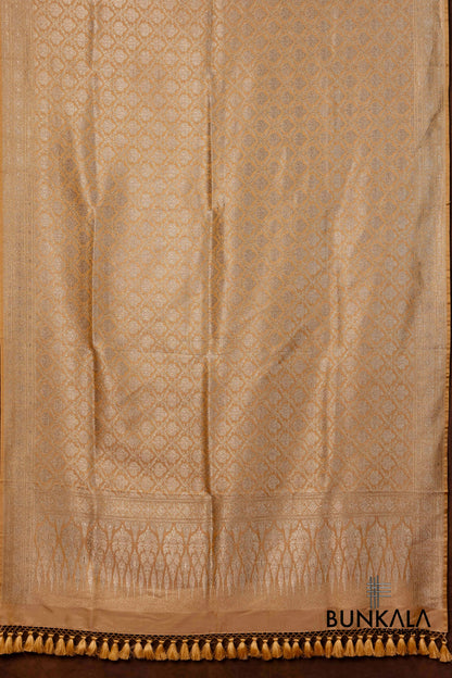 Pastel Yellow Mashru Silk Brocade Weaved Banarasi Dupatta