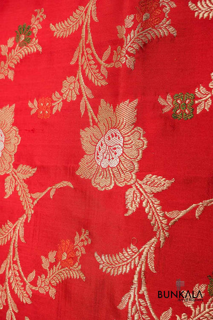 Pink Floral Jaal Kadwa Handweaved Banarasi Pure Katan Silk Dupatta