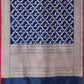 Blue Shikargha Jangla Kadwa Handweaved Banarasi Pure Katan Silk Dupatta