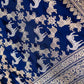 Blue Shikargha Jangla Kadwa Handweaved Banarasi Pure Katan Silk Dupatta
