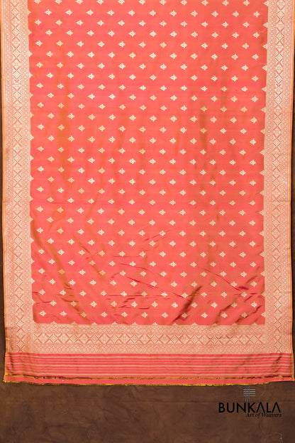 Pink Double Shaded Buti Handloom Banarasi Pure Katan Silk Dupatta