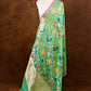 Green Double Shaded Floral Jaal Meenakari Handloom Banarasi Pure Katan Silk Dupatta