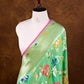 Green Double Shaded Floral Jaal Meenakari Handloom Banarasi Pure Katan Silk Dupatta