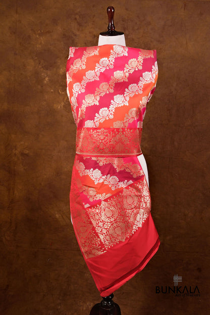 Red Rangkaat Sona Rupa Kadwa Handweaved Banarasi Pure Katan Silk Dupatta