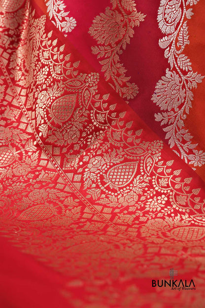 Red Rangkaat Sona Rupa Kadwa Handweaved Banarasi Pure Katan Silk Dupatta