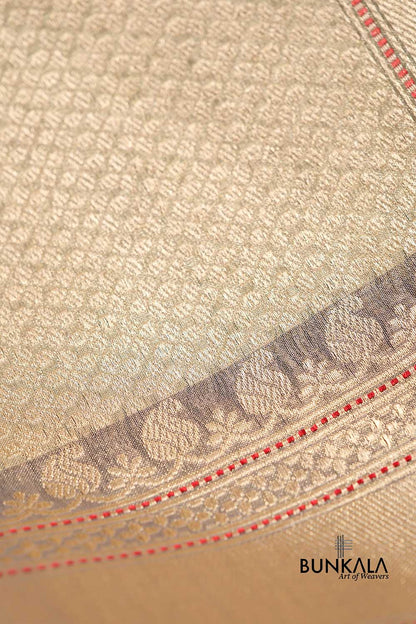 Pista Green Resham Stripe Kadwa Handweaved Ektara Banarasi Pure Tissue Silk Dupatta