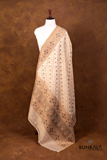 Golden Resham Buti Handloom Banarasi Pure Tissue Silk Dupatta