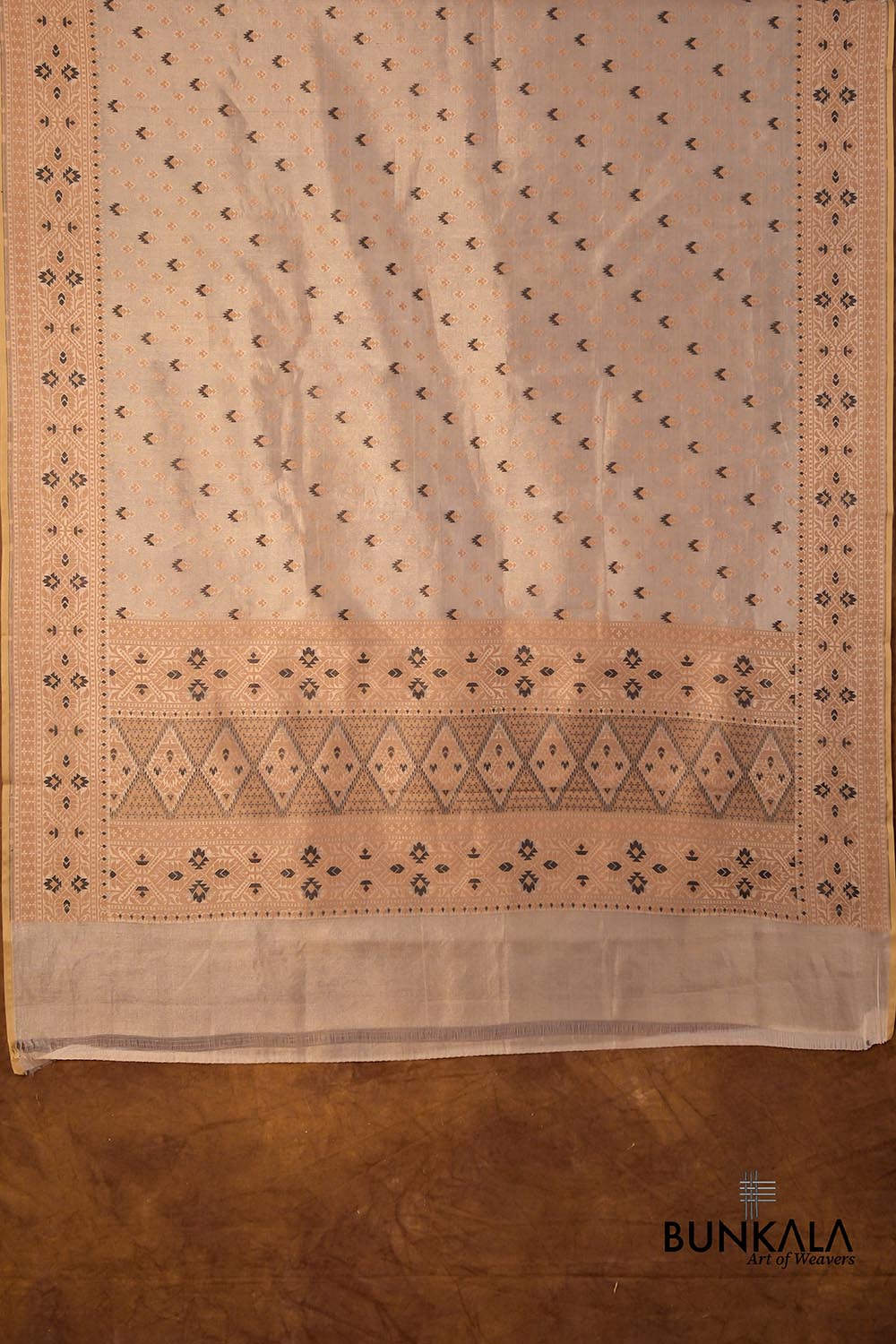 Golden Resham Buti Handloom Banarasi Pure Tissue Silk Dupatta