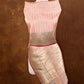 Peach Resham Stripe Kadwa Handweaved Ektara Banarasi Pure Tissue Silk Dupatta