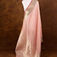 Peach Resham Stripe Kadwa Handweaved Ektara Banarasi Pure Tissue Silk Dupatta