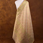 Golden and Pink Resham Floral Design Handloom Banarasi Pure Tissue Silk Dupatta