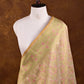 Golden and Pink Resham Floral Design Handloom Banarasi Pure Tissue Silk Dupatta