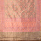 Golden and Pink Resham Floral Design Handloom Banarasi Pure Tissue Silk Dupatta