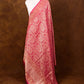 Rani Pink Floral Design Handloom Banarasi Pure Moonga Silk Dupatta