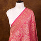 Rani Pink Floral Design Handloom Banarasi Pure Moonga Silk Dupatta
