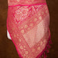 Rani Pink Floral Design Handloom Banarasi Pure Moonga Silk Dupatta