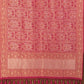 Rani Pink Floral Design Handloom Banarasi Pure Moonga Silk Dupatta