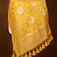Yellow Floral Jaal Handloom Banarasi Pure Moonga Silk Dupatta