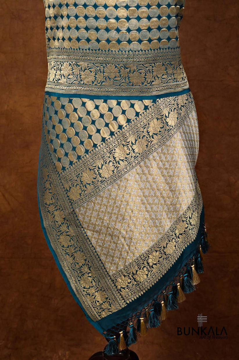 Shop Blue Moon Sona Rupa Handloom Banarasi Pure Georgette Dupatta – BUNKALA