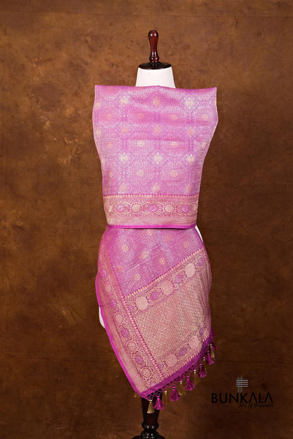 Lavender Brocade Geometric Jaal Design Handloom Banarasi Pure Moonga Silk Dupatta