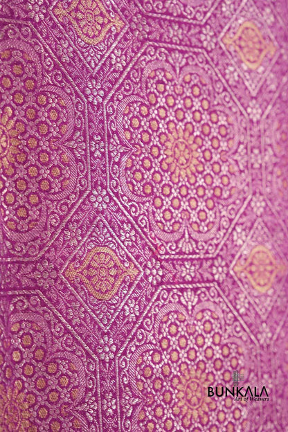 Lavender Brocade Geometric Jaal Design Handloom Banarasi Pure Moonga Silk Dupatta