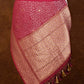Reddish Pink Flower Design Handloom Banarasi Pure Moonga Silk Dupatta