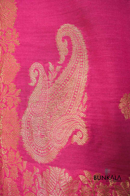 Yellow Peach Shaded Kadwa Buti Handweaved Banarasi Pure Moonga Silk Dupatta